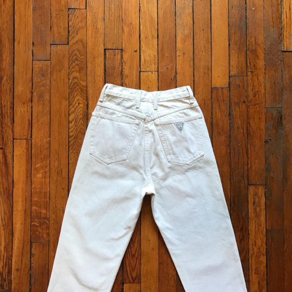 Vintage 80s Guess by Georges Marciano Women White Bleached High Waist Denim Jean - Picture 3 of 4